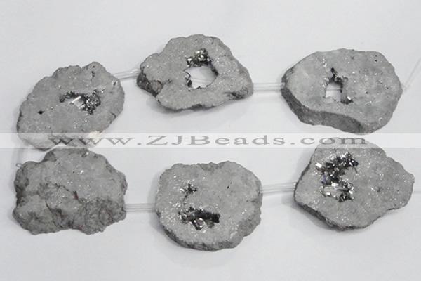 CNG1568 30*40mm - 40*50mm freeform plated druzy agate beads