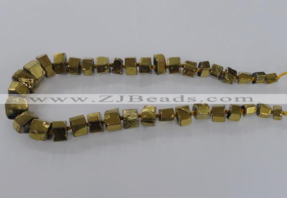 CNG1582 15.5 inches 8*12mm - 12*20mm nuggets plated quartz beads