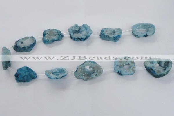 CNG1586 15.5 inches 15*20mm - 20*30mm freeform plated druzy agate beads