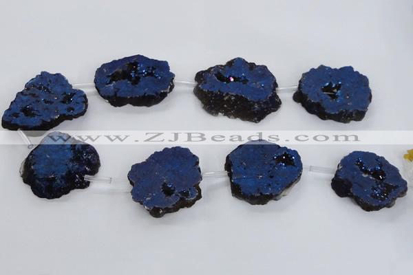 CNG1588 15.5 inches 30*35mm - 35*40mm freeform plated druzy agate beads
