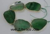 CNG1624 8 inches 35*50mm - 45*55mm freeform agate beads with brass setting