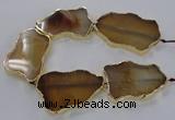 CNG1650 8 inches 35*50mm - 45*65mm freeform agate beads with brass setting