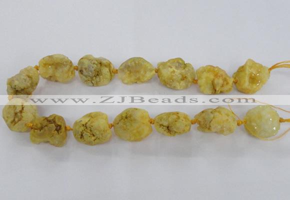 CNG1667 15.5 inches 18*25mm - 22*30mm nuggets plated druzy agate beads