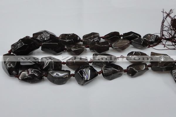 CNG1707 15.5 inches 15*20mm - 18*35mm nuggets smoky quartz beads