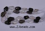 CNG1708 15*20mm - 18*35mm nuggets smoky quartz & white crystal beads