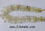 CNG2150 15.5 inches 8*25mm - 10*40mm faceted nuggets lemon quartz beads