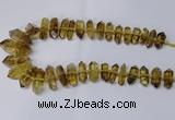 CNG2154 15.5 inches 10*25mm - 15*40mm faceted nuggets lemon quartz beads