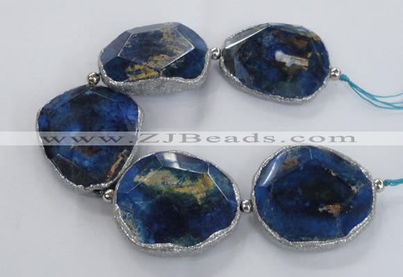 CNG2179 8 inches 40*45mm - 45*50mm freeform agate beads with brass setting
