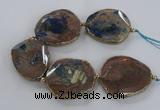 CNG2181 8 inches 40*45mm - 45*50mm freeform agate beads with brass setting