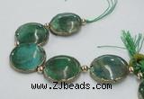 CNG2192 7.5 inches 30mm flat round agate beads with brass setting