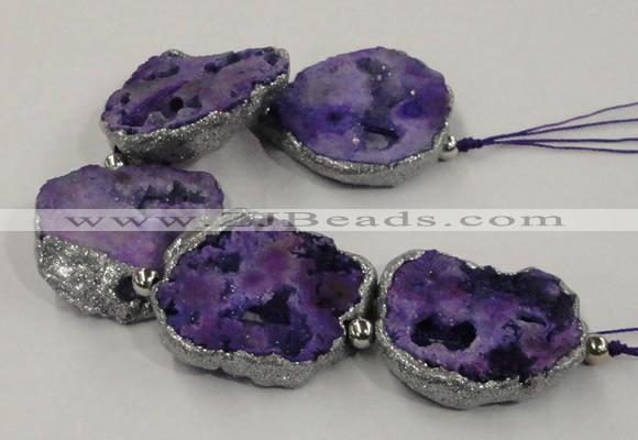 CNG2330 7.5 inches 35*40mm - 45*50mm freeform druzy agate beads