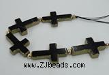 CNG2365 7.5 inches 27*42mm cross agate gemstone beads wholesale