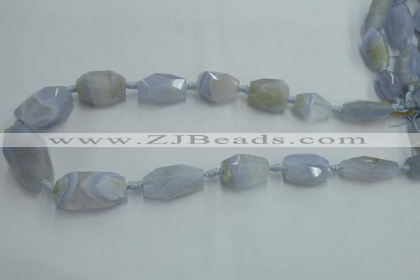 CNG242 15*18mm - 18*28mm faceted nuggets blue chalcedony beads
