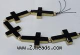 CNG2425 7.5 inches 25*40mm cross agate gemstone beads wholesale