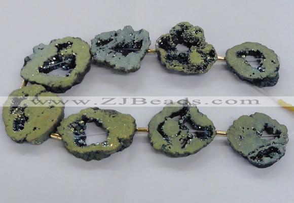 CNG2500 15.5 inches 30*40mm - 40*50mm freeform plated druzy agate beads