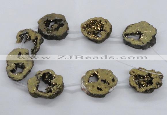 CNG2501 15.5 inches 30*40mm - 40*50mm freeform plated druzy agate beads