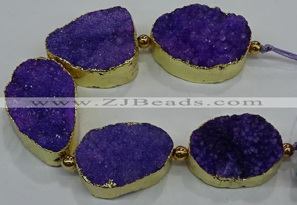 CNG2560 7.5 inches 25*35mm - 30*40mm freeform druzy agate beads
