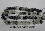 CNG2716 10*14mm - 13*18mm faceted nuggets black rutilated quartz beads