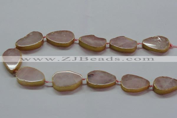 CNG2721 15.5 inches 18*28mm - 20*30mm freeform rose quartz beads