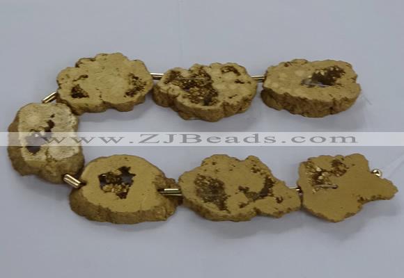 CNG2819 15.5 inches 30*40mm - 40*50mm freeform plated druzy agate beads