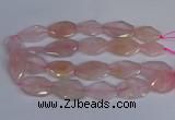 CNG2839 20*30mm - 22*35mm twisted & faceted freeform rose quartz beads