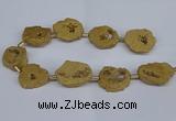 CNG2892 15.5 inches 25*30mm - 30*35mm freeform plated druzy agate beads