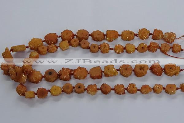 CNG2936 15.5 inches 8*10mm - 15*18mm freeform plated druzy agate beads