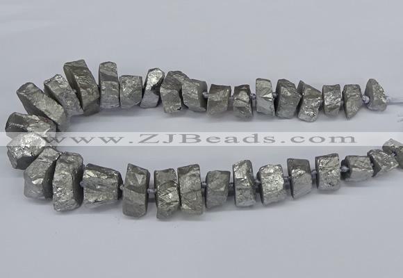 CNG2990 10*15mm - 20*30mm nuggets plated white crystal beads