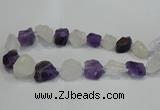 CNG3006 15*20mm - 22*30mm nuggets amethyst & white crystal beads