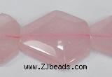 CNG301 15.5 inches 25*35mm faceted nuggets rose quartz beads