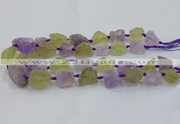 CNG3022 15*20mm - 22*30mm nuggets amethyst & lemon quartz beads