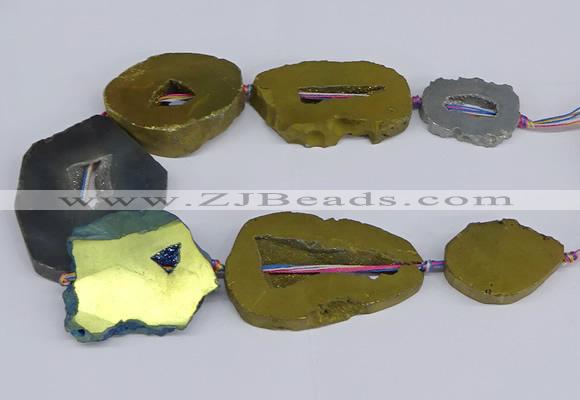 CNG3106 15.5 inches 25*30mm - 35*50mm freeform plated druzy agate beads