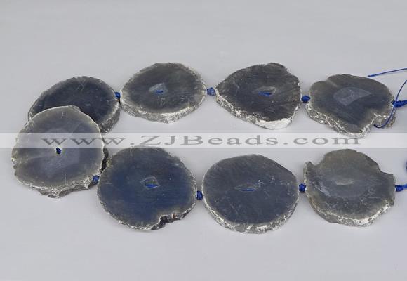 CNG3186 15.5 inches 40*45mm - 45*55mm freeform plated druzy agate beads