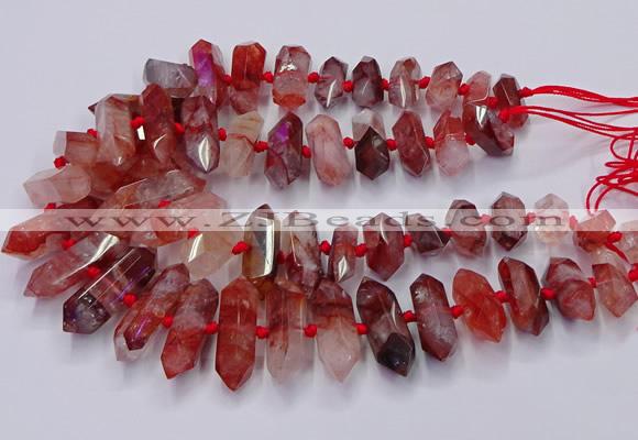 CNG3204 10*25mm - 12*45mm faceted nuggets pink quartz beads