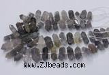 CNG3206 15.5 inches 10*25mm - 12*45mm faceted nuggets cloudy quartz beads