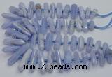 CNG3209 15.5 inches 10*25mm - 12*45mm faceted nuggets blue lace agate beads