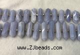 CNG3212 10*25mm - 12*45mm faceted nuggets blue lace agate beads