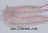 CNG3215 10*25mm - 12*50mm faceted nuggets matte rose quartz beads