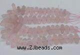 CNG3216 10*25mm - 12*50mm faceted nuggets rose quartz beads