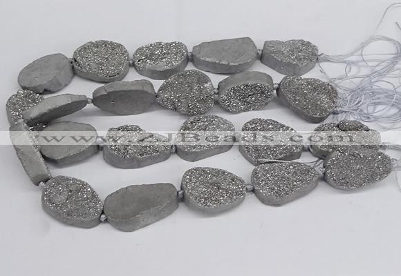 CNG3275 22*30mm - 30*40mm freeform plated druzy agate beads