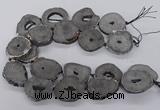 CNG3293 30*35mm - 35*40mm freeform plated druzy agate beads
