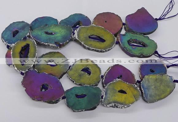 CNG3296 30*35mm - 35*40mm freeform plated druzy agate beads