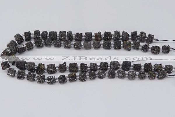 CNG3342 15.5 inches 6*8mm - 10*14mm nuggets plated druzy agate beads