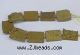 CNG3475 15.5 inches 30*40mm freeform plated druzy agate beads