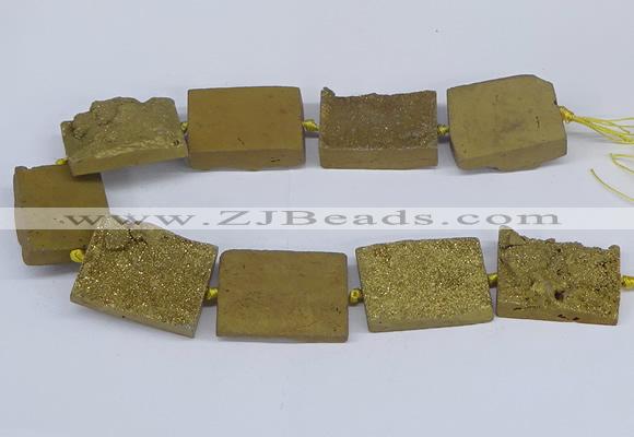 CNG3475 15.5 inches 30*40mm freeform plated druzy agate beads
