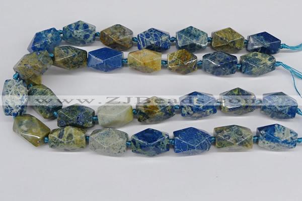CNG3522 15.5 inches 15*25mm faceted nuggets fossil coral beads