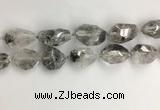 CNG3585 15*25mm - 20*30mm faceted nuggets black rutilated quartz beads