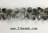 CNG3586 15*20mm - 15*30mm faceted nuggets black rutilated quartz beads