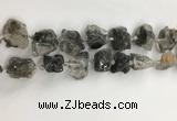 CNG3587 15*20mm - 18*25mm nuggets black & white rutilated quartz beads