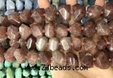 CNG3606 13*20mm - 15*24mm faceted nuggets strawberry quartz beads